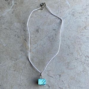 Iridescent Turqoise Shell Pendant Hemp Cord Choker